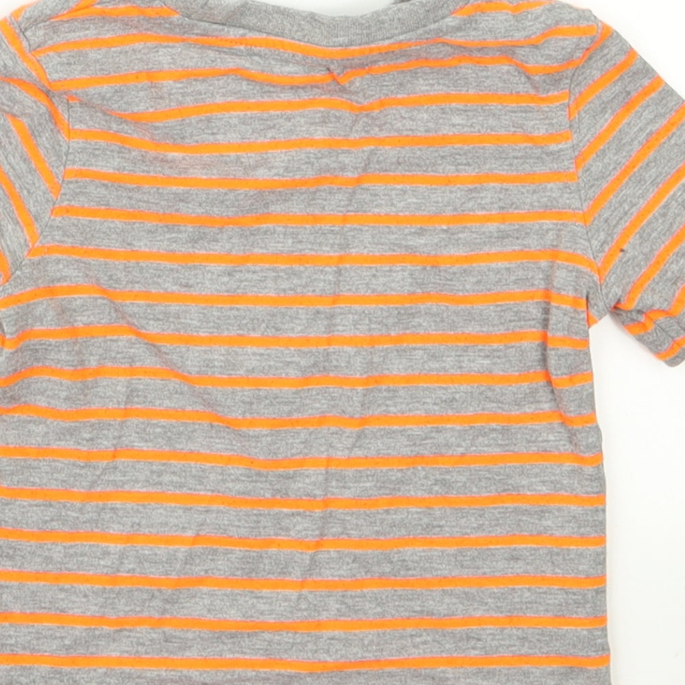 Preworn Baby Grey Striped  Basic T-Shirt Size 12 Months