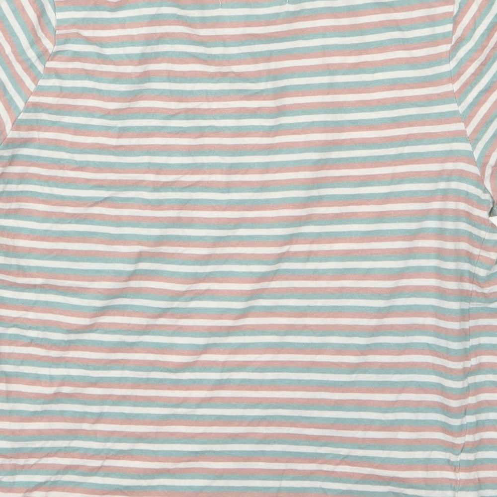 Preworn Womens Grey Striped  Basic T-Shirt Size M