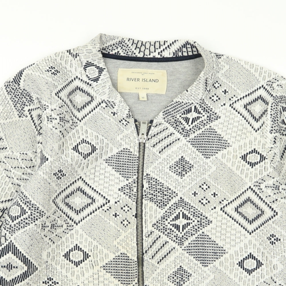 River Island Womens White Geometric  Jacket  Size 12