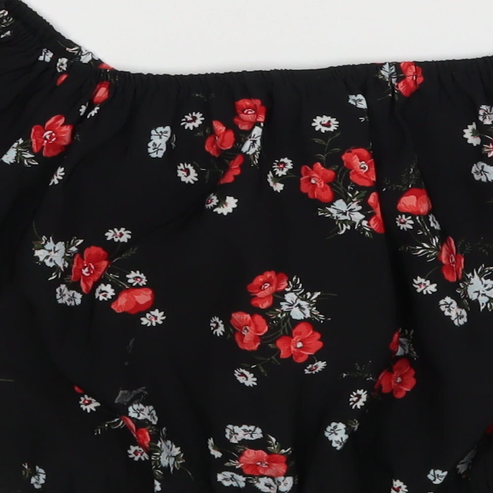 New Look Girls Black Floral  Basic Blouse Size 10 Years