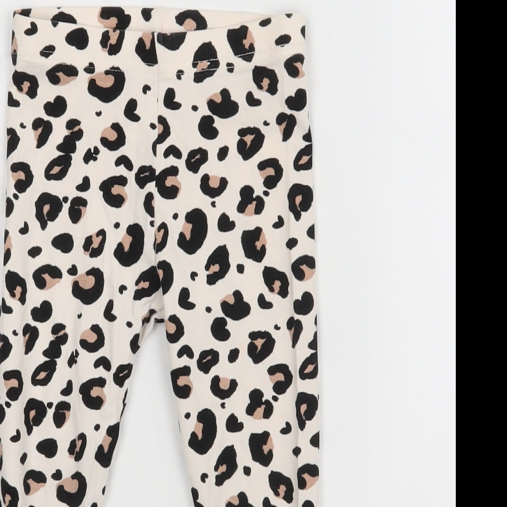 George Girls Beige Animal Print   Trousers Size 3-4 Years - leggings