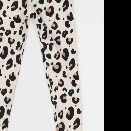 George Girls Beige Animal Print   Trousers Size 3-4 Years - leggings