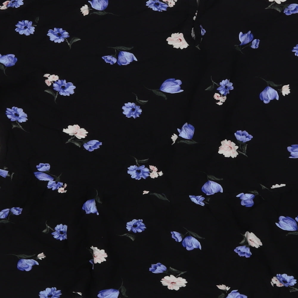 New Look Womens Black Floral  Basic Blouse Size 10