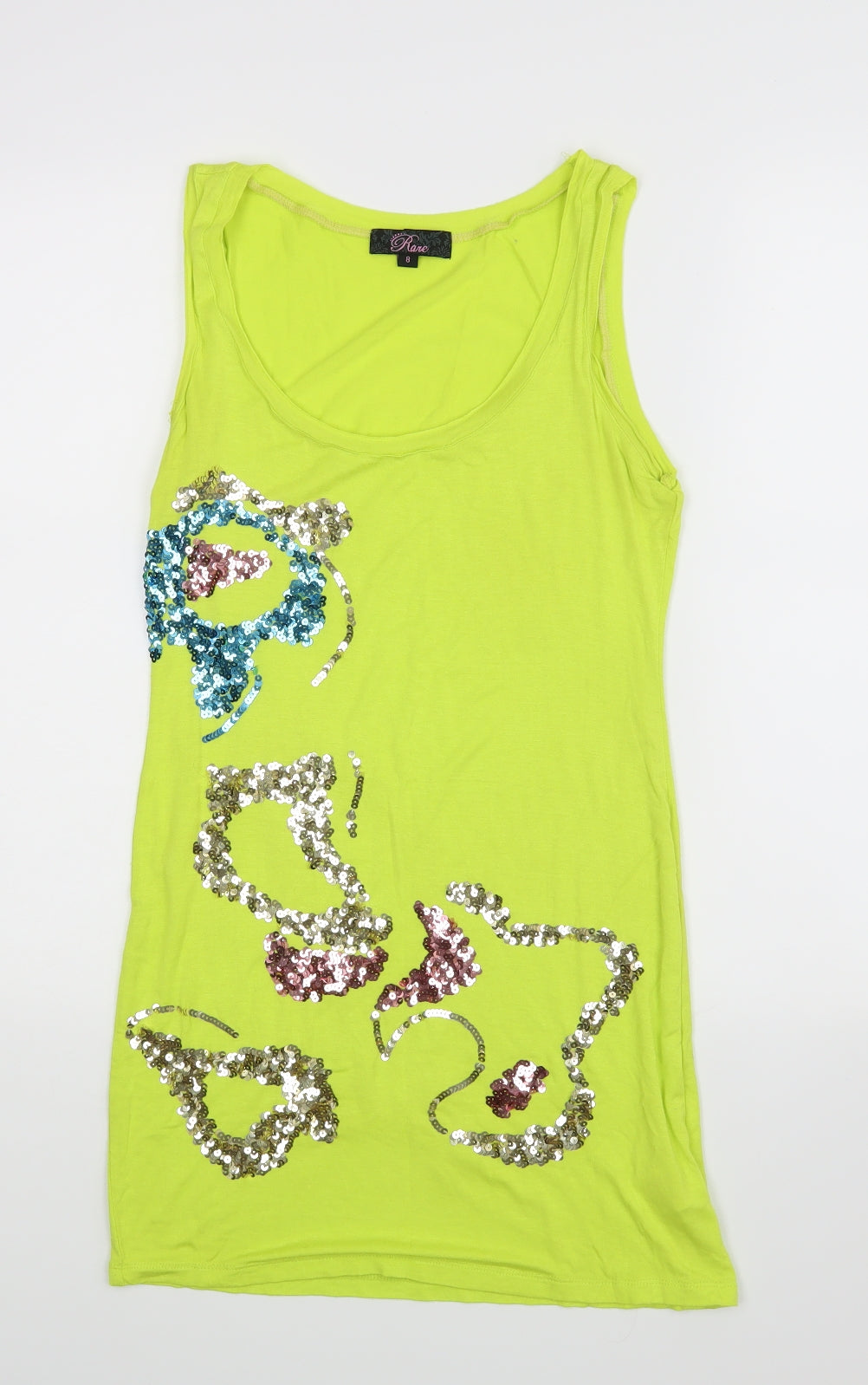 Rare Womens Yellow  Rayon Basic Tank Size 8