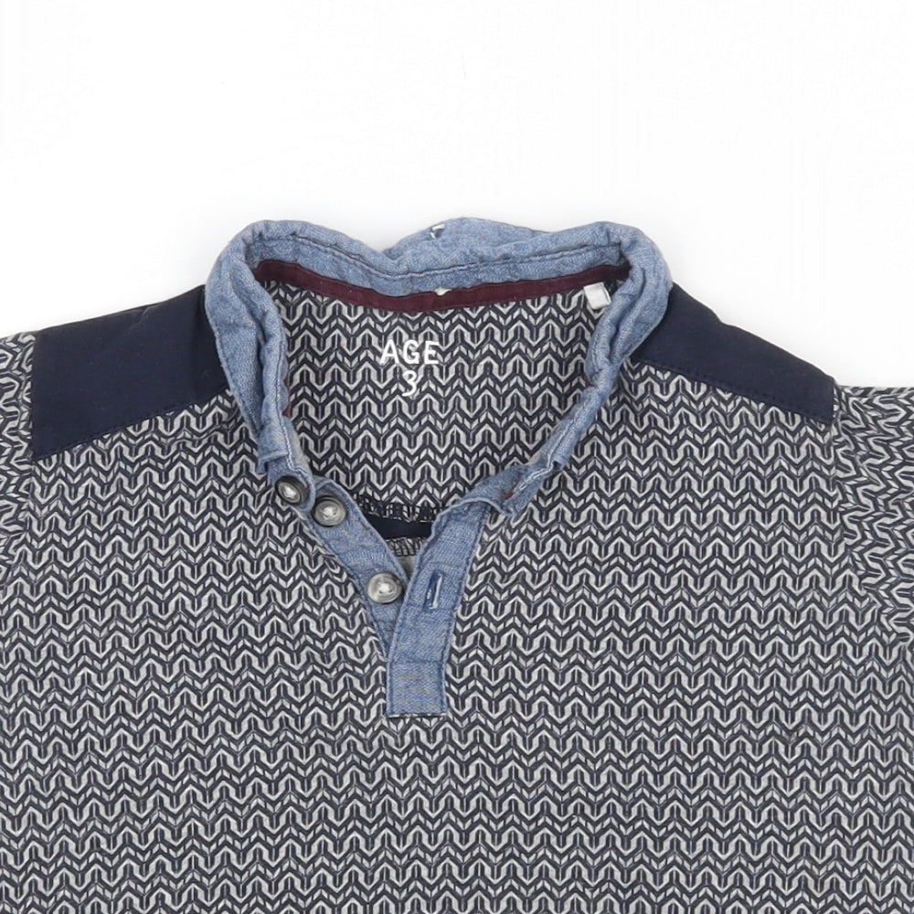 Matalan Boys Blue Geometric  Basic Polo Size 3 Years