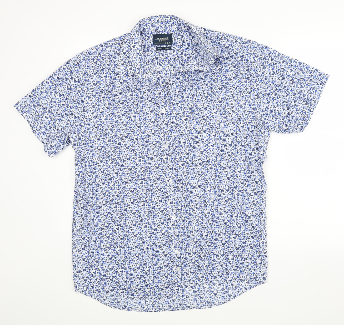 F&F Mens Blue Floral   Dress Shirt Size 15