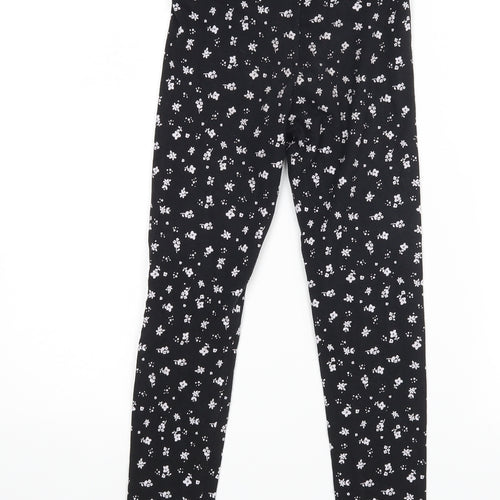 Primark Girls Black Floral  Jogger Trousers Size 7-8 Years