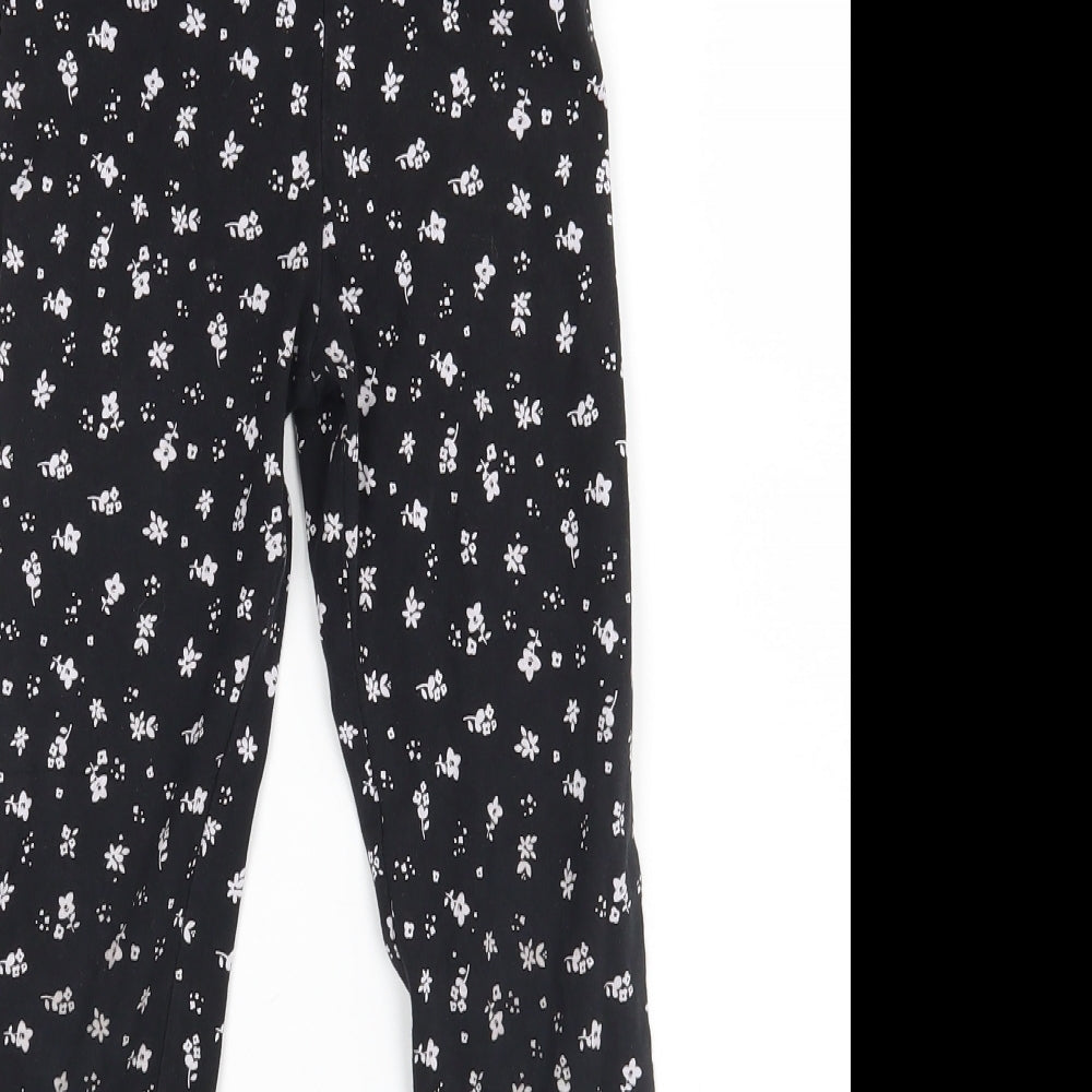 Primark Girls Black Floral  Jogger Trousers Size 7-8 Years