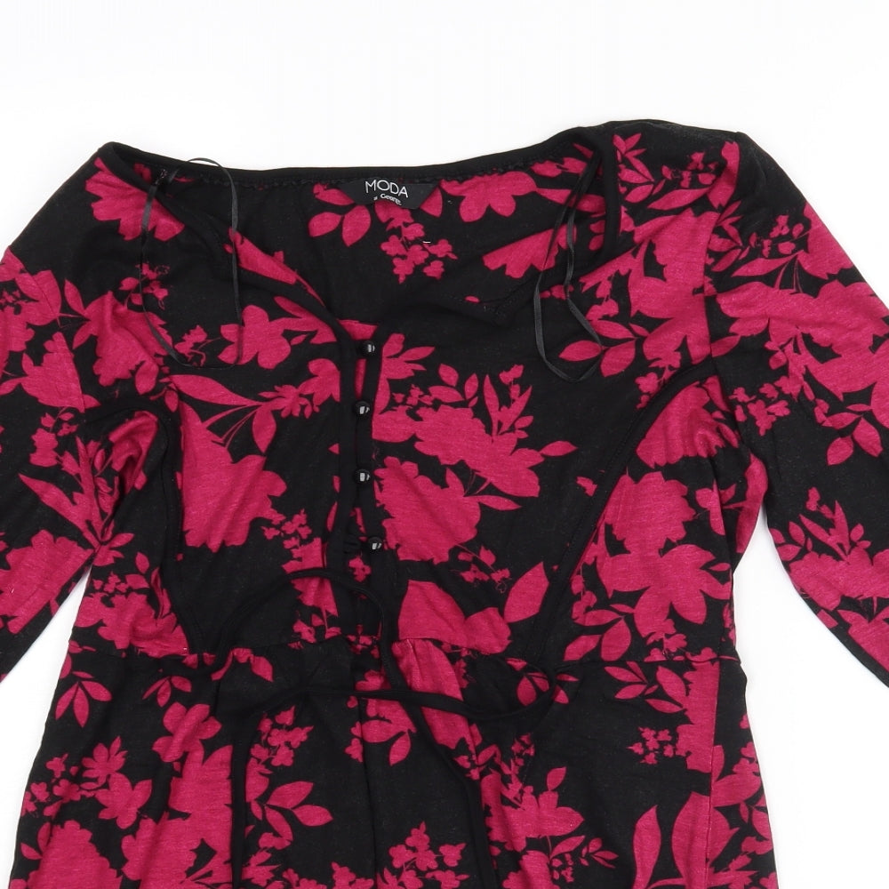 George Womens Pink Floral  Basic Blouse Size 12