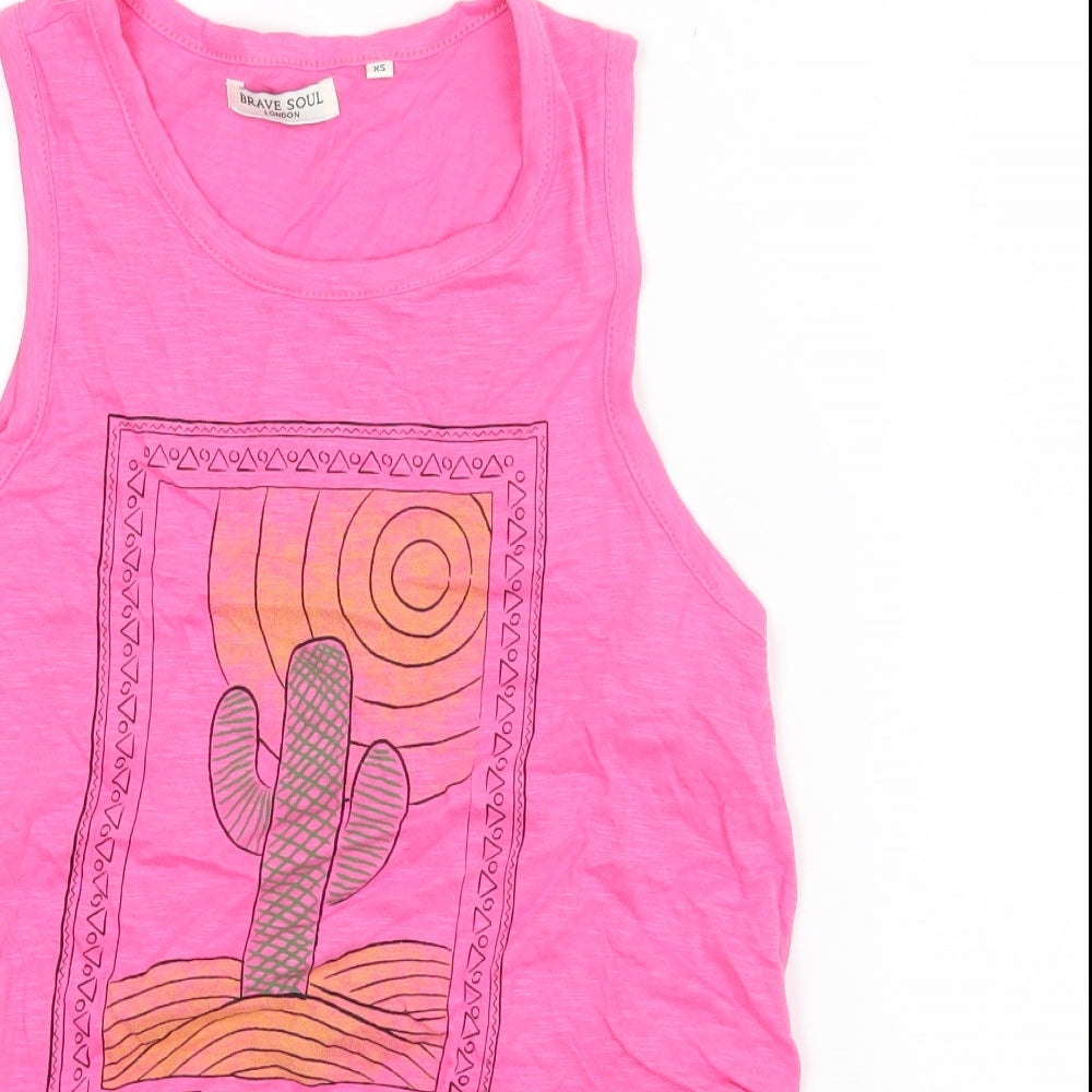Brave Soul Womens Pink   Basic Tank Size XS  - Cactus