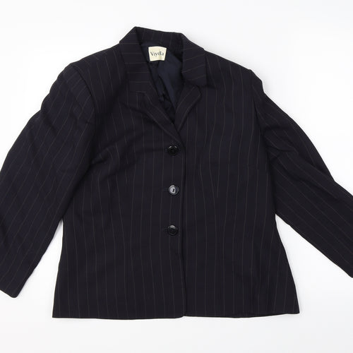 Viyella Womens Blue Striped  Jacket Blazer Size 14