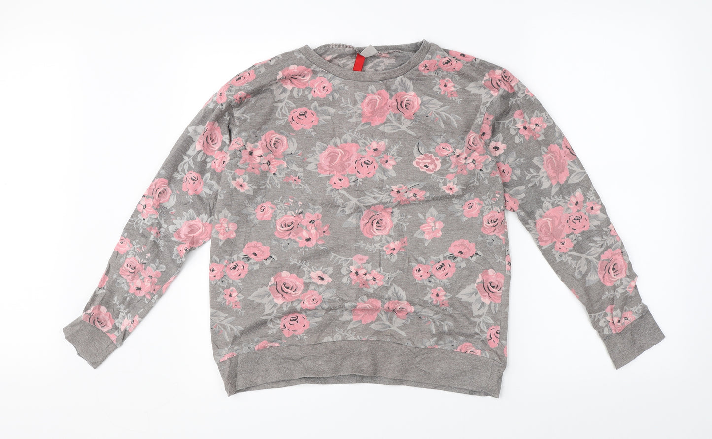 Divided Womens Grey Floral  Pullover Jumper Size XS