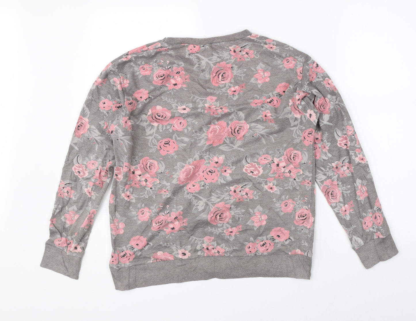 Divided Womens Grey Floral  Pullover Jumper Size XS