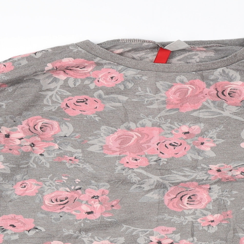 Divided Womens Grey Floral  Pullover Jumper Size XS