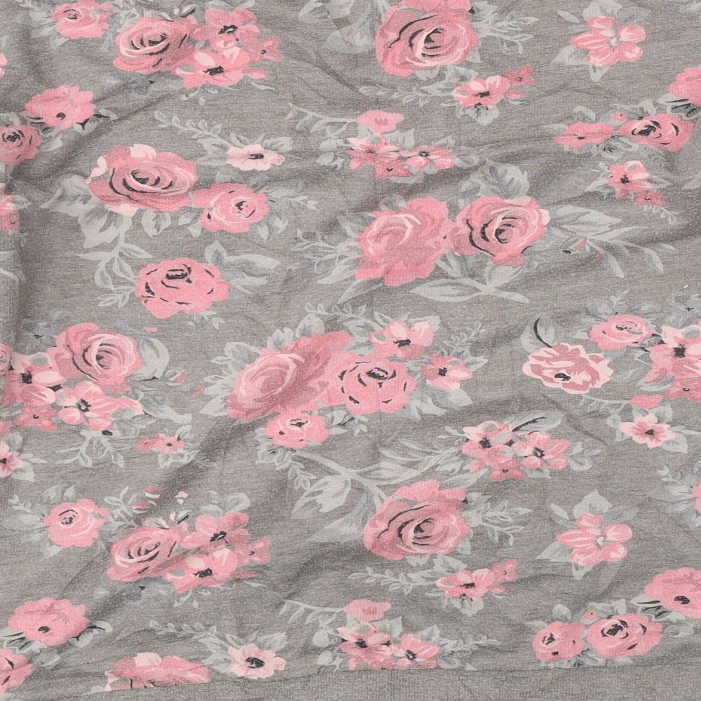 Divided Womens Grey Floral  Pullover Jumper Size XS