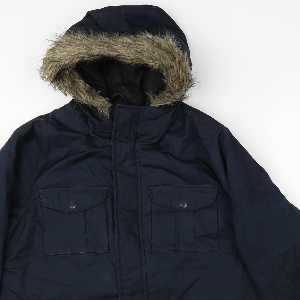 Brave Soul Mens Blue   Rain Coat Coat Size S