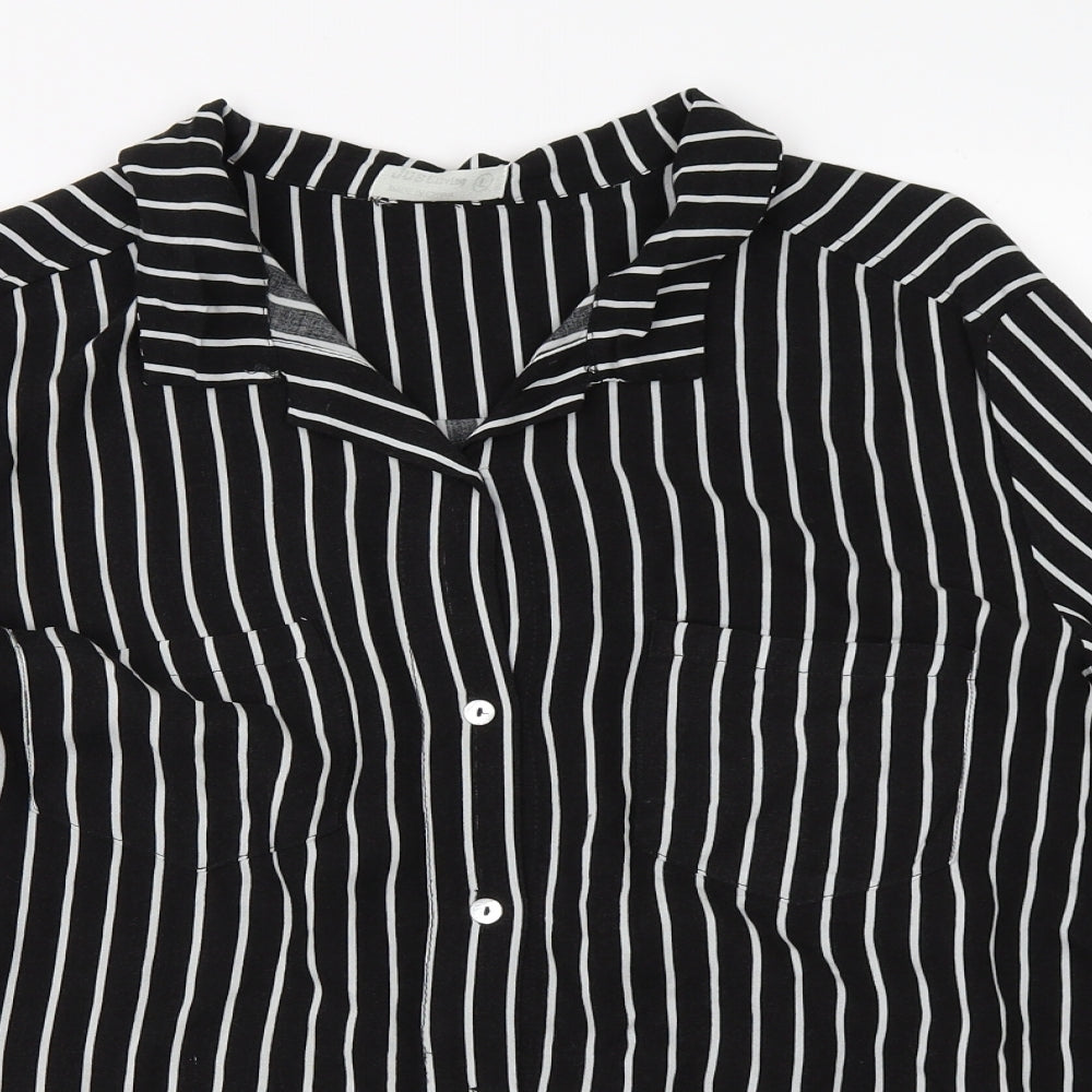 Just Living Womens Black Striped  Basic Blouse Size L