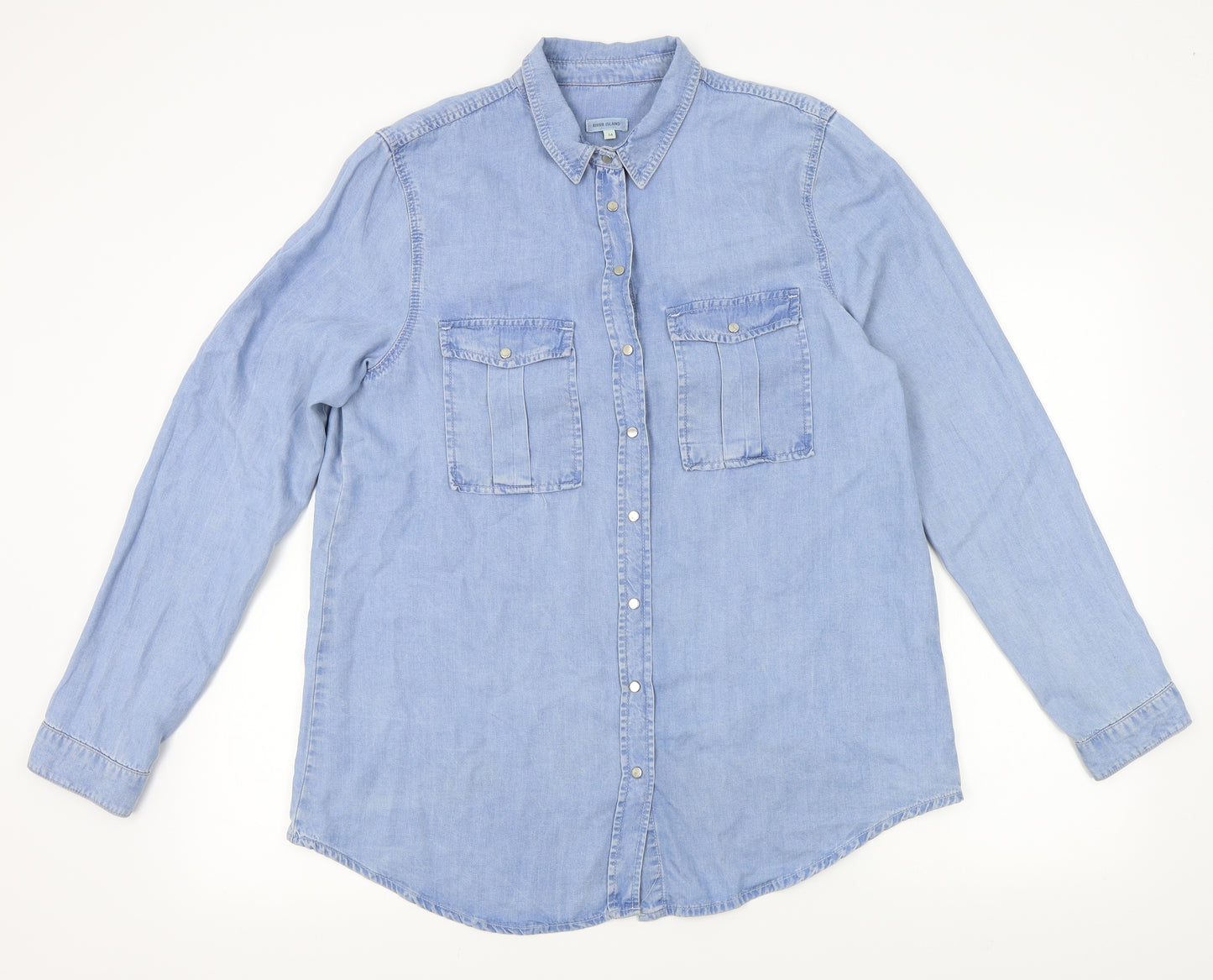 River Island Womens Blue   Basic Button-Up Size 14