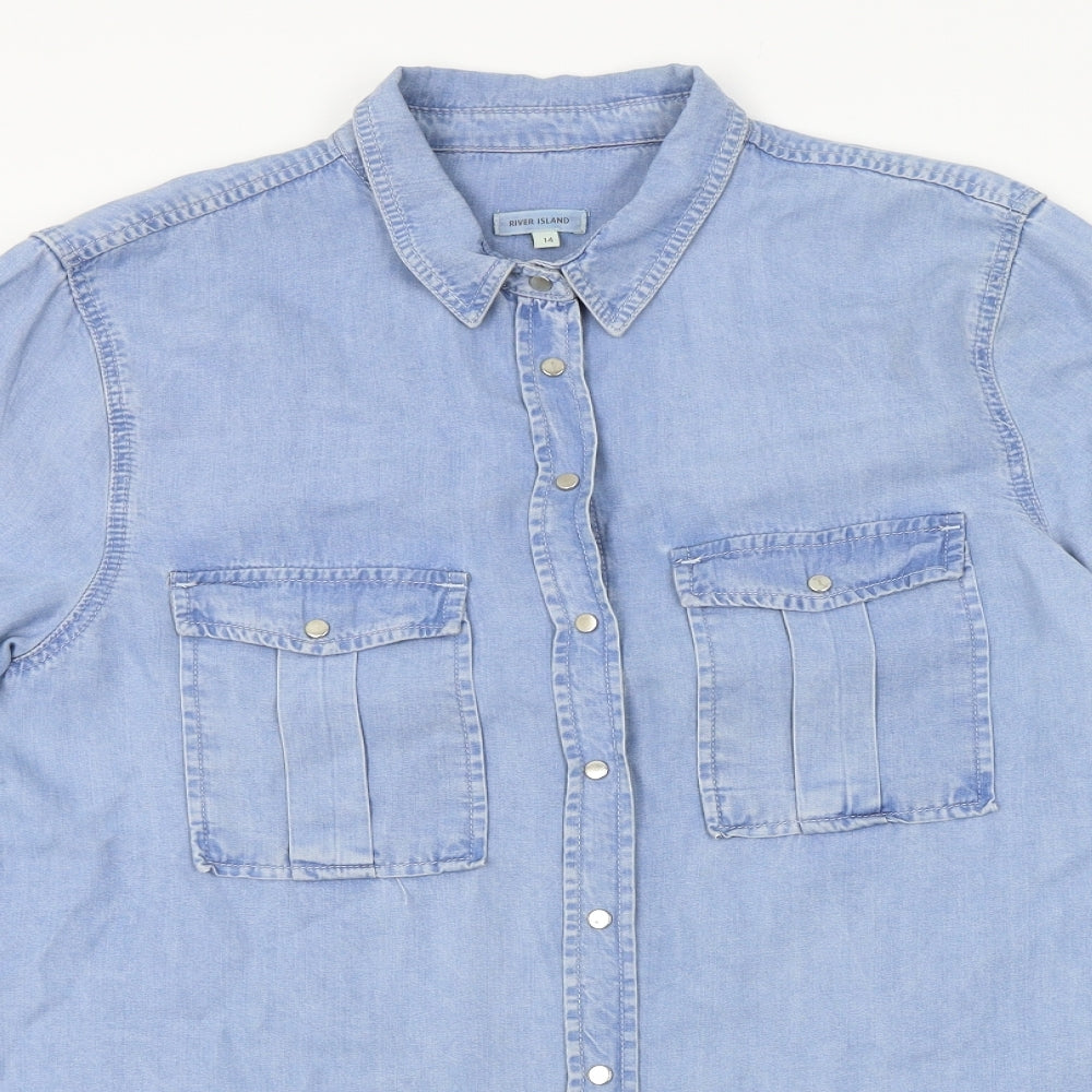River Island Womens Blue   Basic Button-Up Size 14