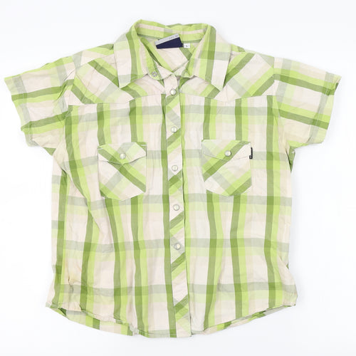 Oneill Womens Green Plaid  Basic Button-Up Size L
