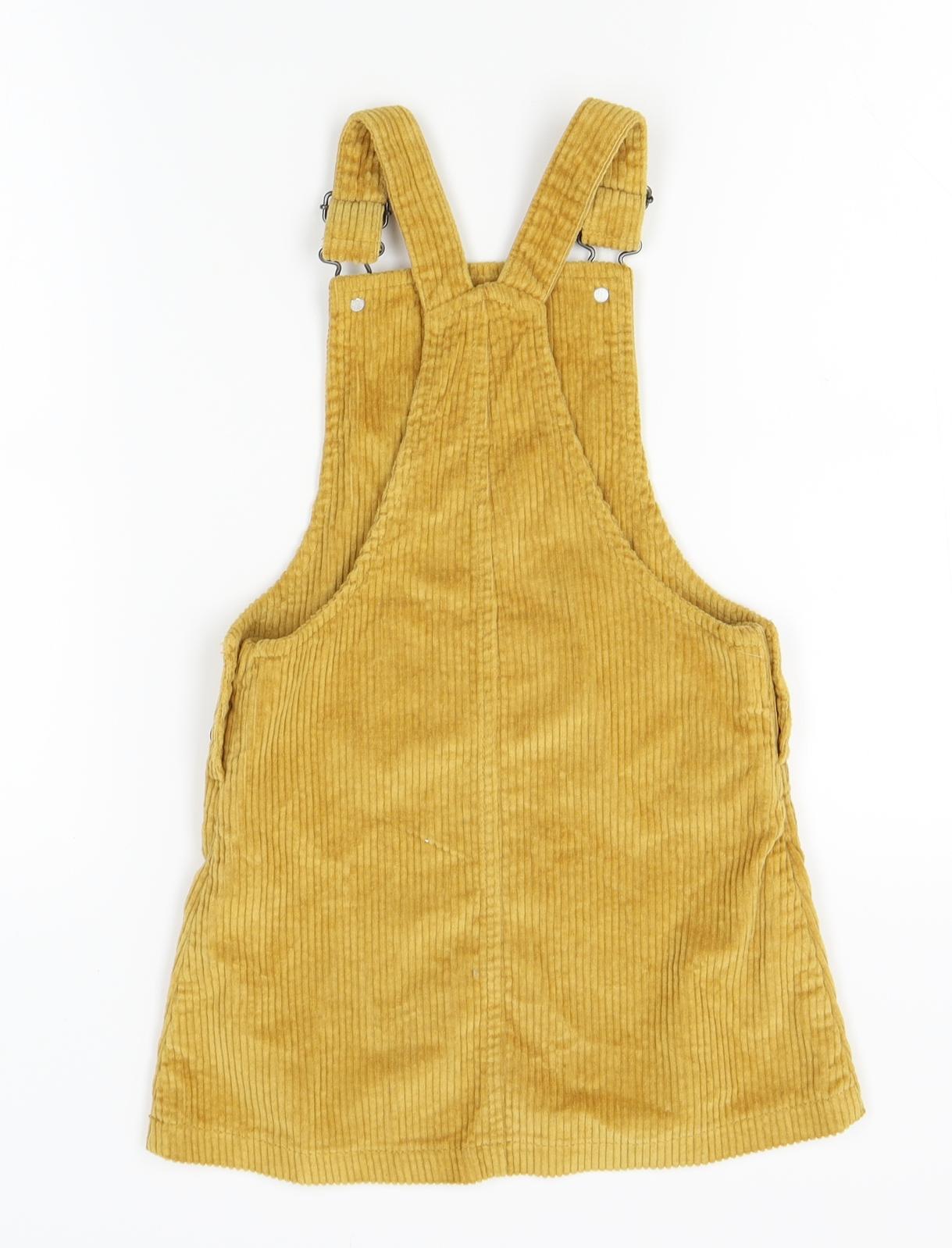 F&F Girls Yellow  Corduroy Pinafore/Dungaree Dress  Size 6 Years