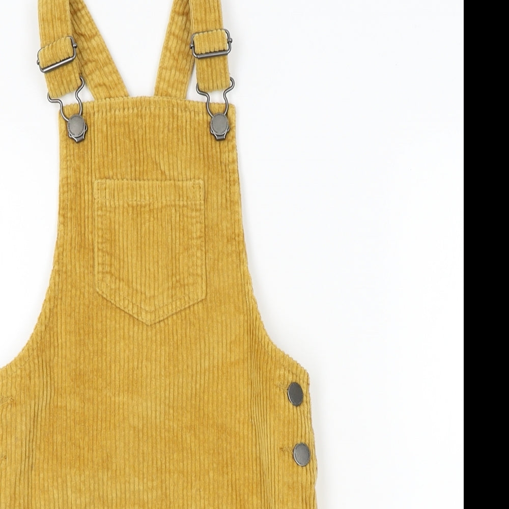 F&F Girls Yellow  Corduroy Pinafore/Dungaree Dress  Size 6 Years