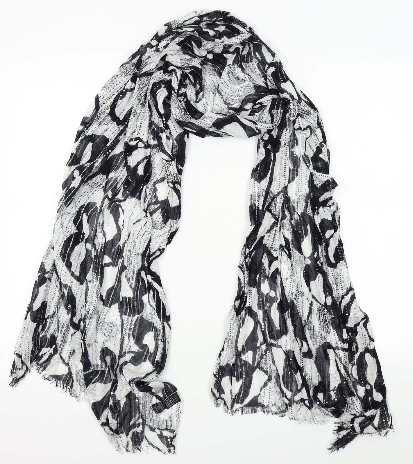 M&S Womens Black Geometric   Scarf