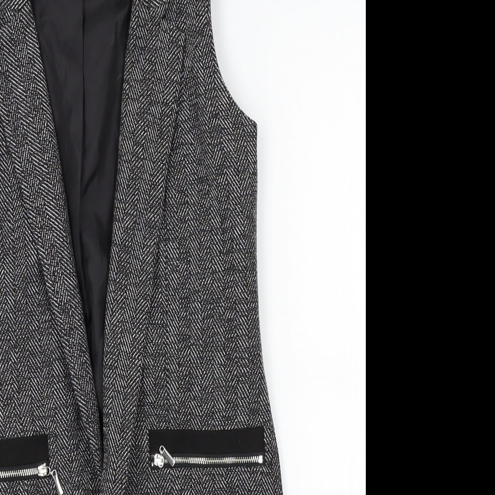 Atmosphere Womens Grey Herringbone  Gilet Jacket Size 6