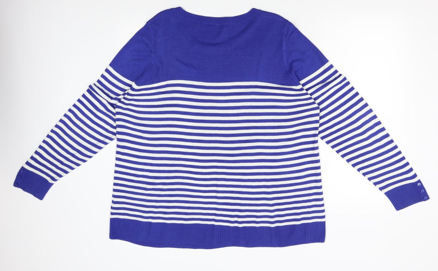 M&S Womens Blue Striped  Pullover Jumper Size 24