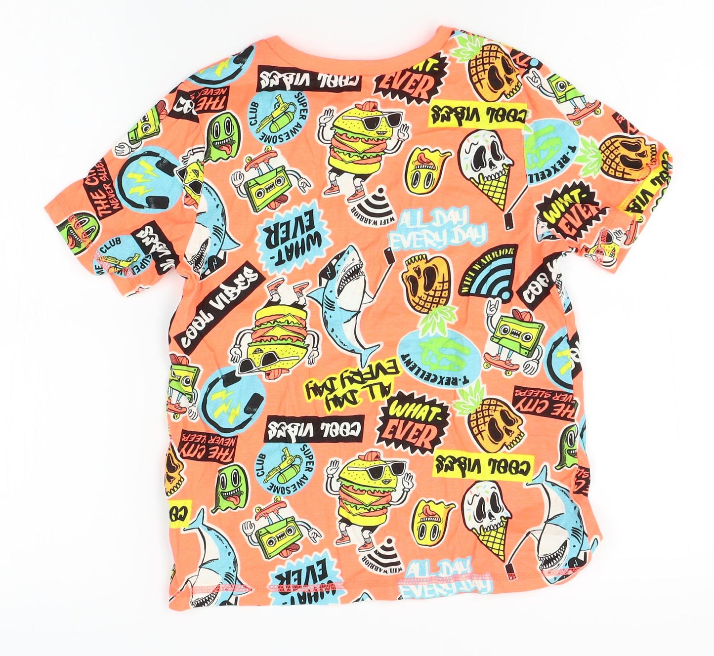 George Boys Orange   Basic T-Shirt Size 8-9 Years  - skull