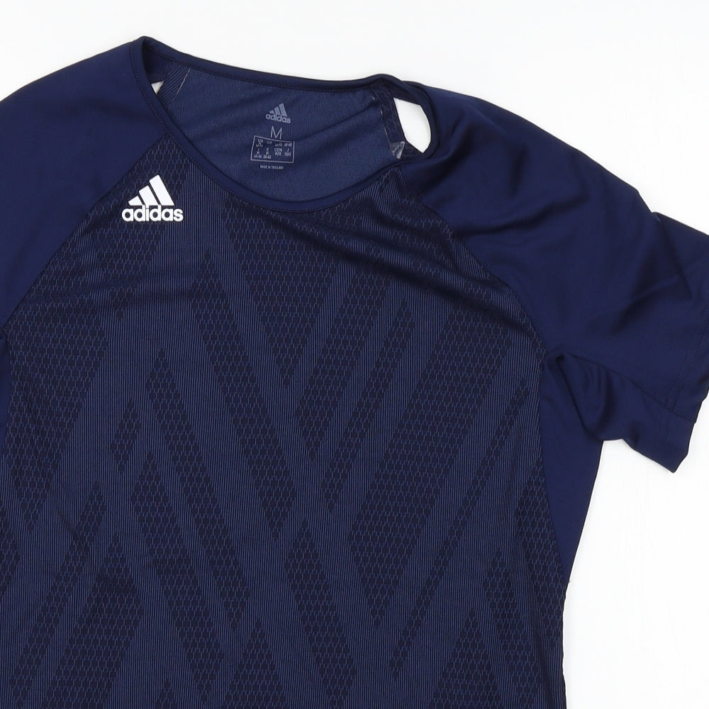 adidas Womens Blue   Basic T-Shirt Size M  - slits on back