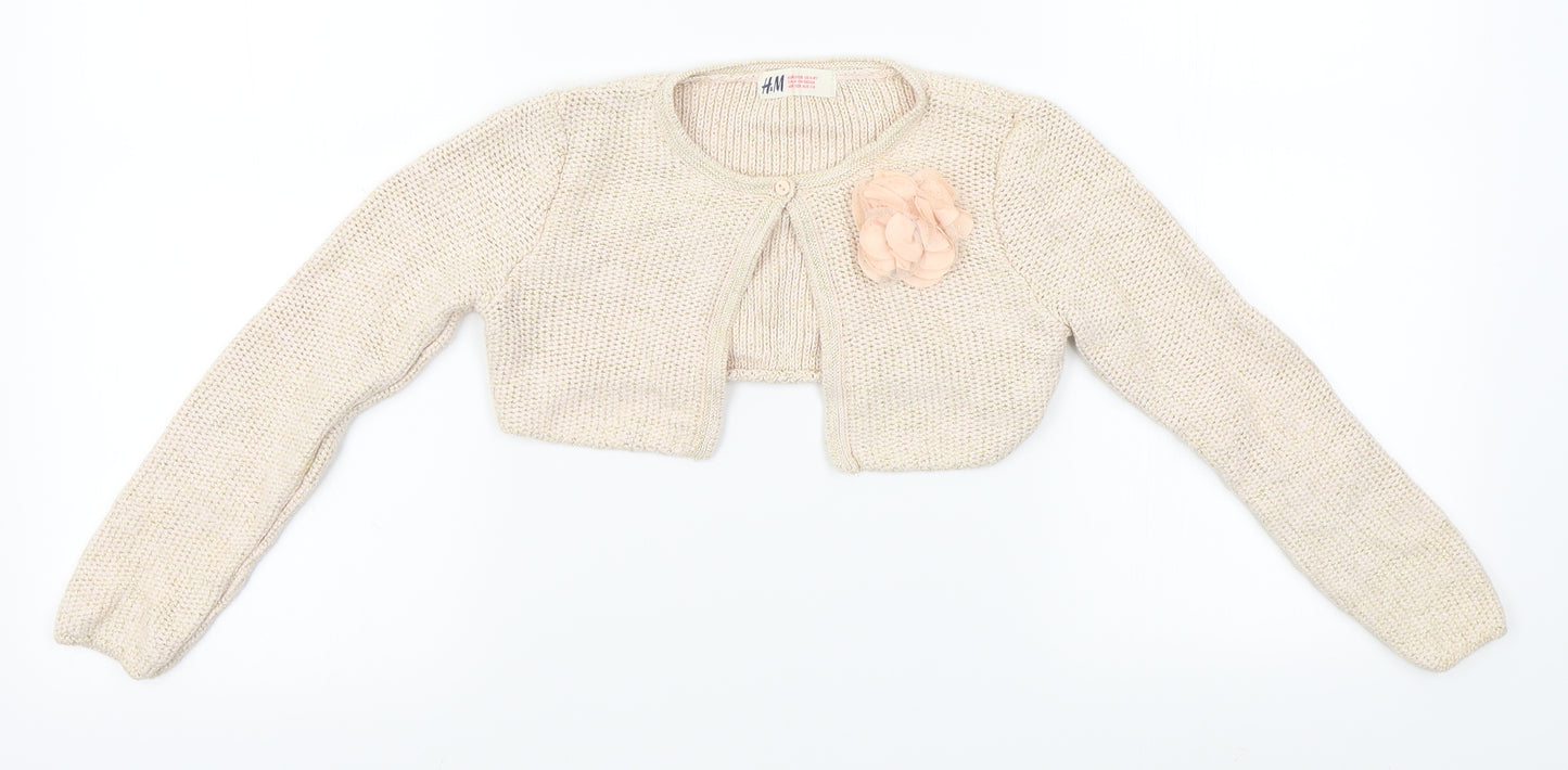 H&M Girls Beige   Cardigan Jumper Size 6-7 Years  - cropped