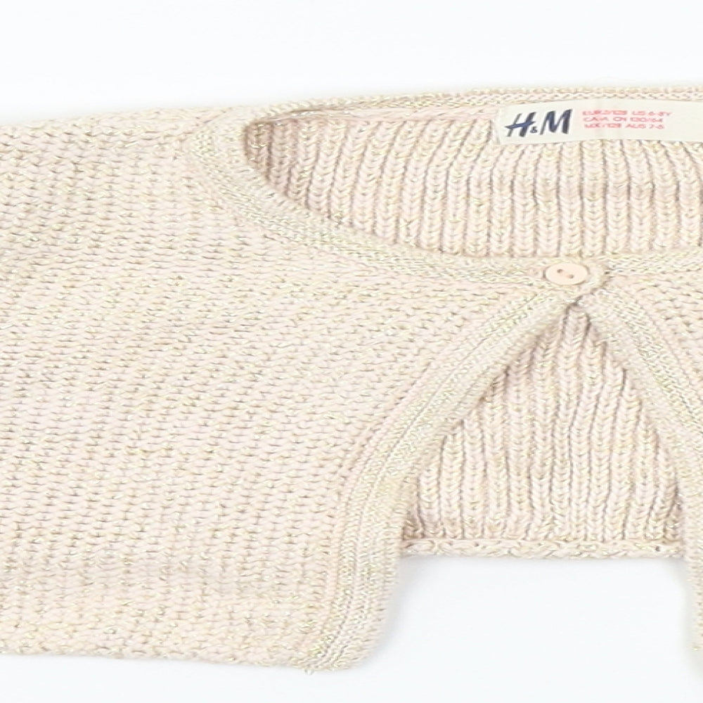 H&M Girls Beige   Cardigan Jumper Size 6-7 Years  - cropped