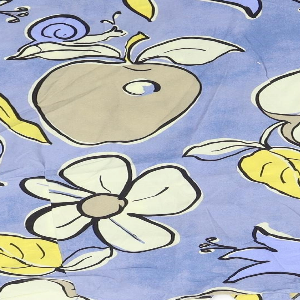 Zara Womens Blue Floral  Cropped Button-Up Size XL