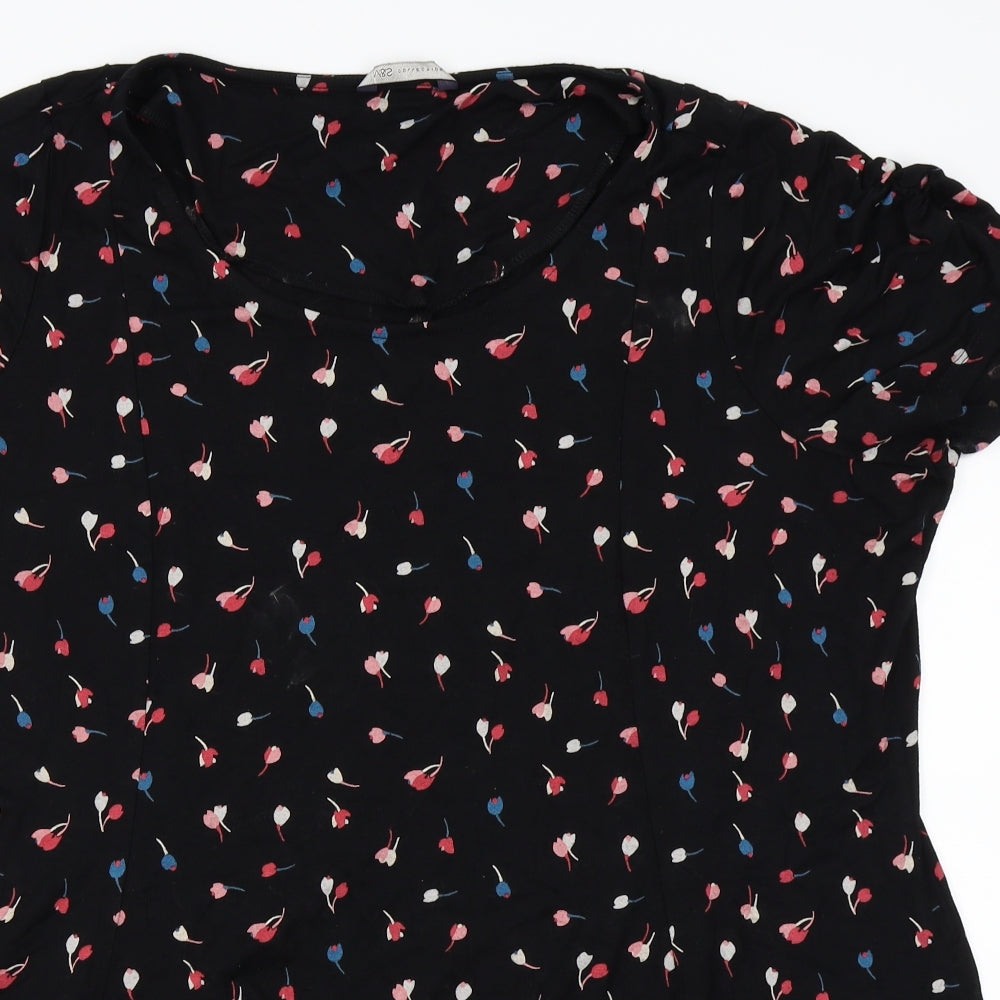 M&S Womens Black Floral  Basic Blouse Size 22