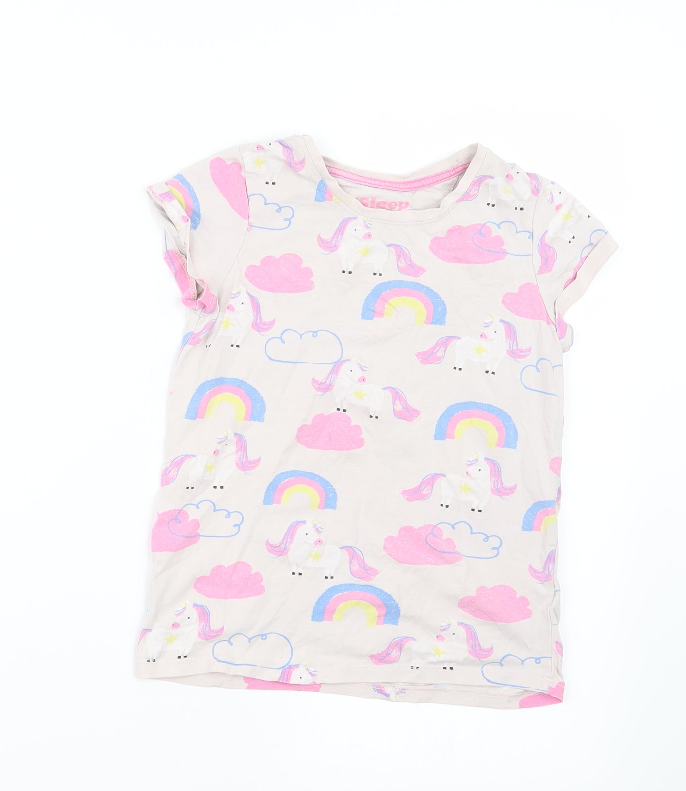 Marks and Spencer Girls Pink Geometric  Top Pyjama Top Size 6-7 Years