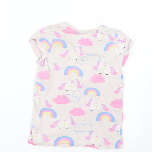 Marks and Spencer Girls Pink Geometric  Top Pyjama Top Size 6-7 Years