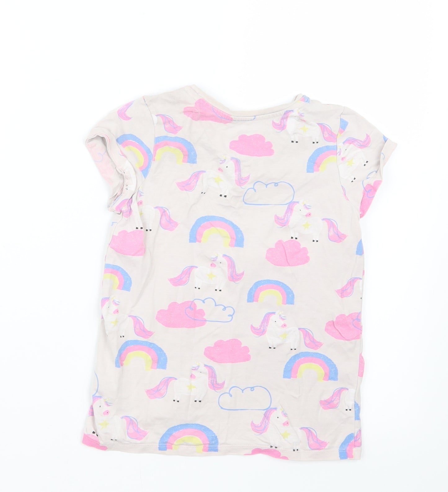 Marks and Spencer Girls Pink Geometric  Top Pyjama Top Size 6-7 Years