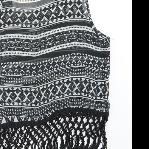 Urmoda Womens Black Geometric  Basic T-Shirt Size M