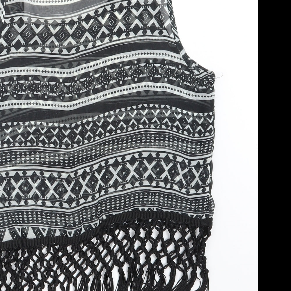 Urmoda Womens Black Geometric  Basic T-Shirt Size M