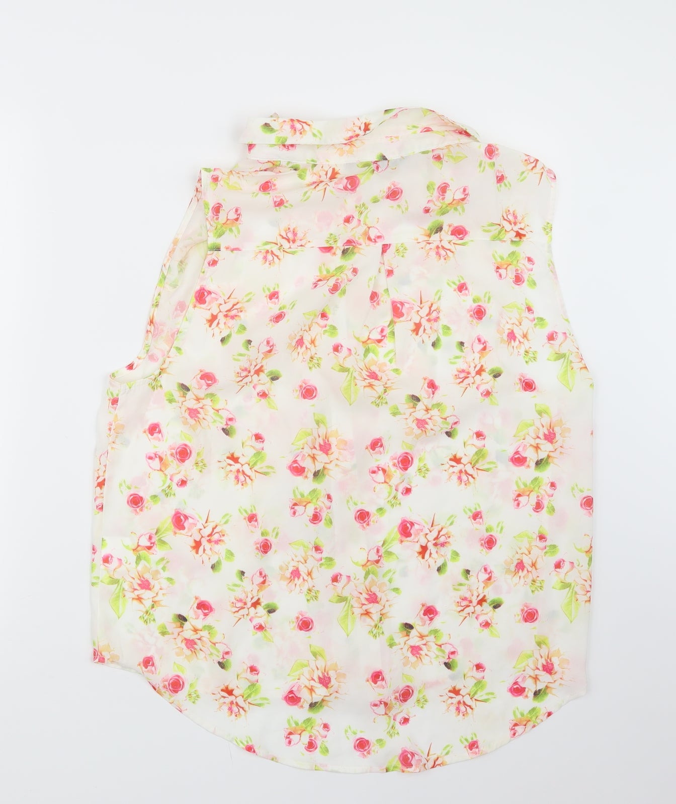 Golddigga Womens White Floral  Basic Button-Up Size 18