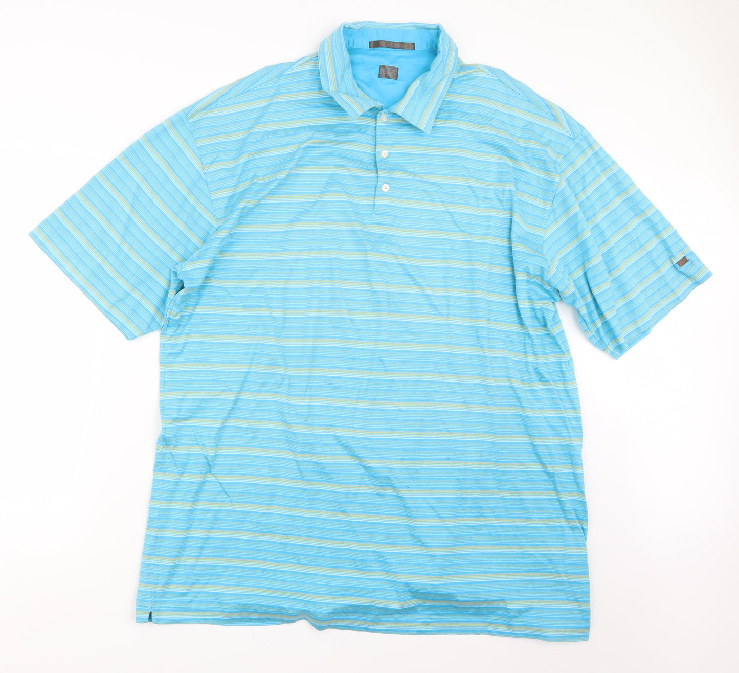 Tiger Woods Mens Blue Striped   Polo Size 2XL