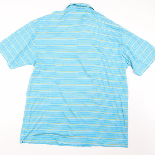Tiger Woods Mens Blue Striped   Polo Size 2XL