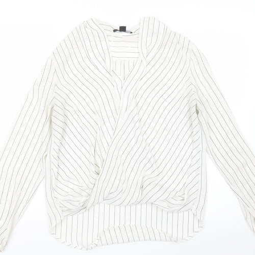 Atmosphere Womens White Striped  Basic Blouse Size 14