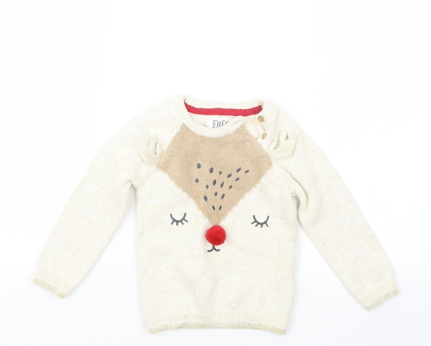 F&F Girls Beige  Knit Pullover Jumper Size 12-18 Months