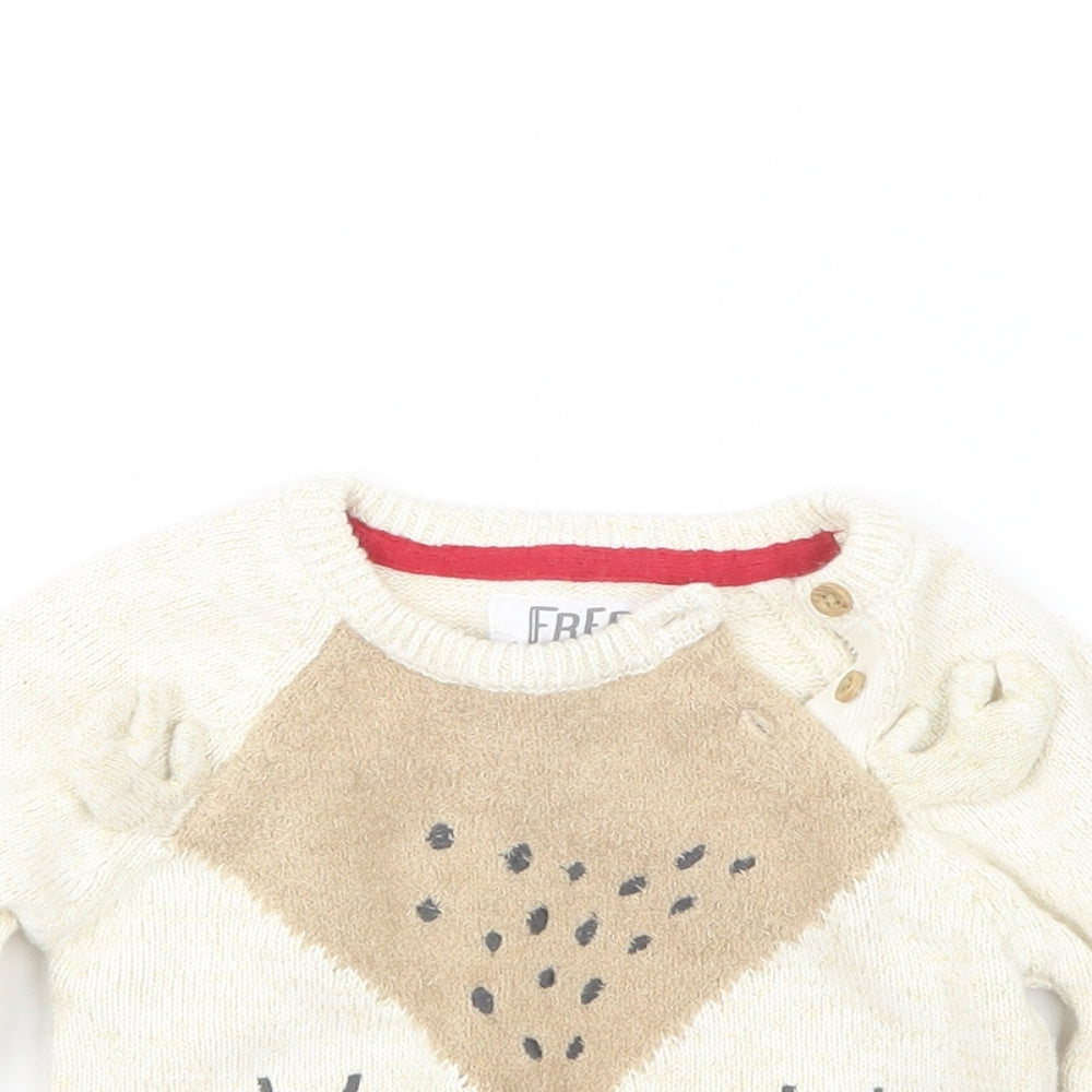 F&F Girls Beige  Knit Pullover Jumper Size 12-18 Months