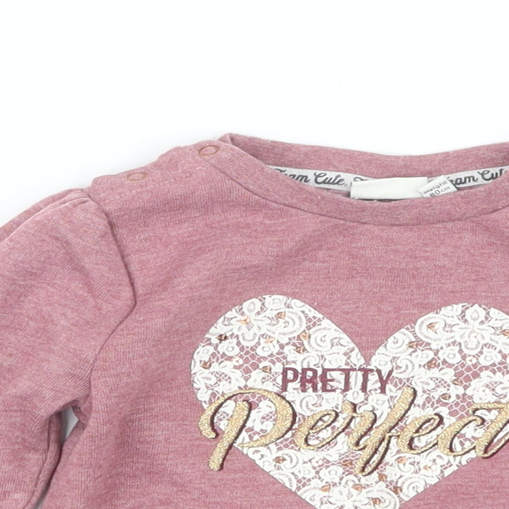 River Island Girls Pink   Pullover Jumper Size 9-12 Months
