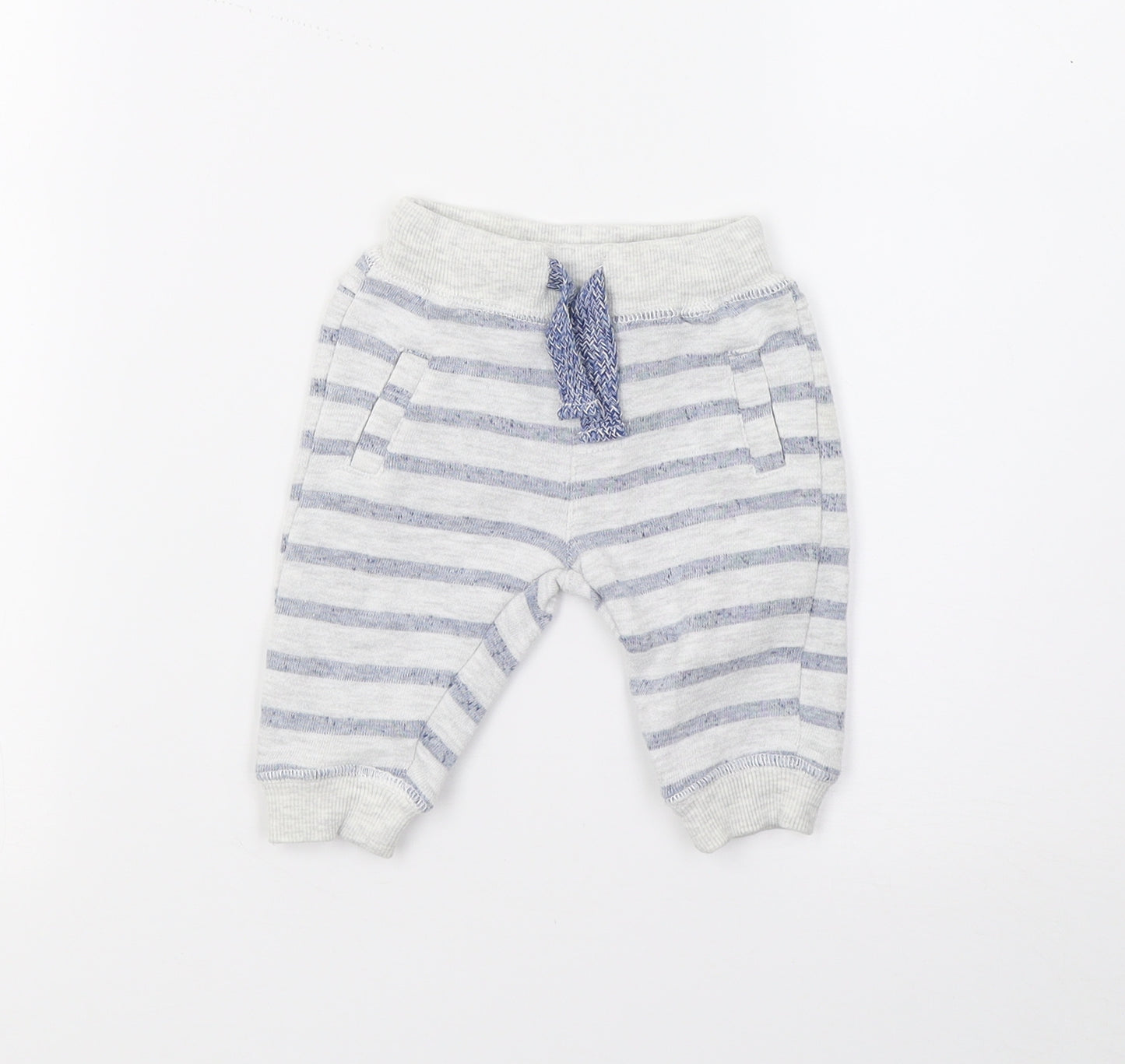 F&F Baby Grey Striped  Jogger Trousers Size 0-3 Months