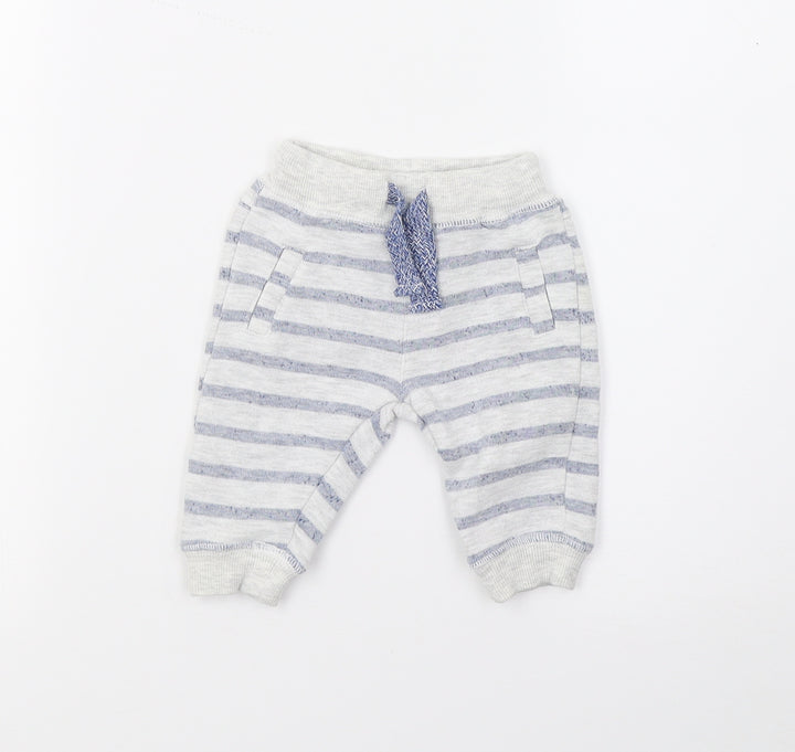 F&F Baby Grey Striped Jogger Trousers Size 0-3 Months