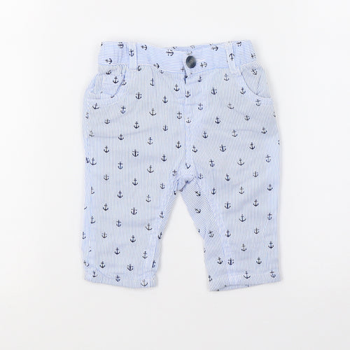 Mini Club Boys Blue Striped  Sweatpants Trousers Size 0-3 Months
